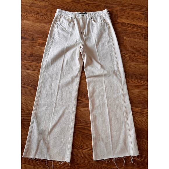 Veronica beard Ecru TAYLOR CROPPED WIDE-LEG high rise JEAN size 32/ US 14 - Picture 15 of 15